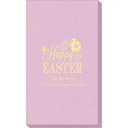 Happy Easter Eggs Linen Like Guest Towels